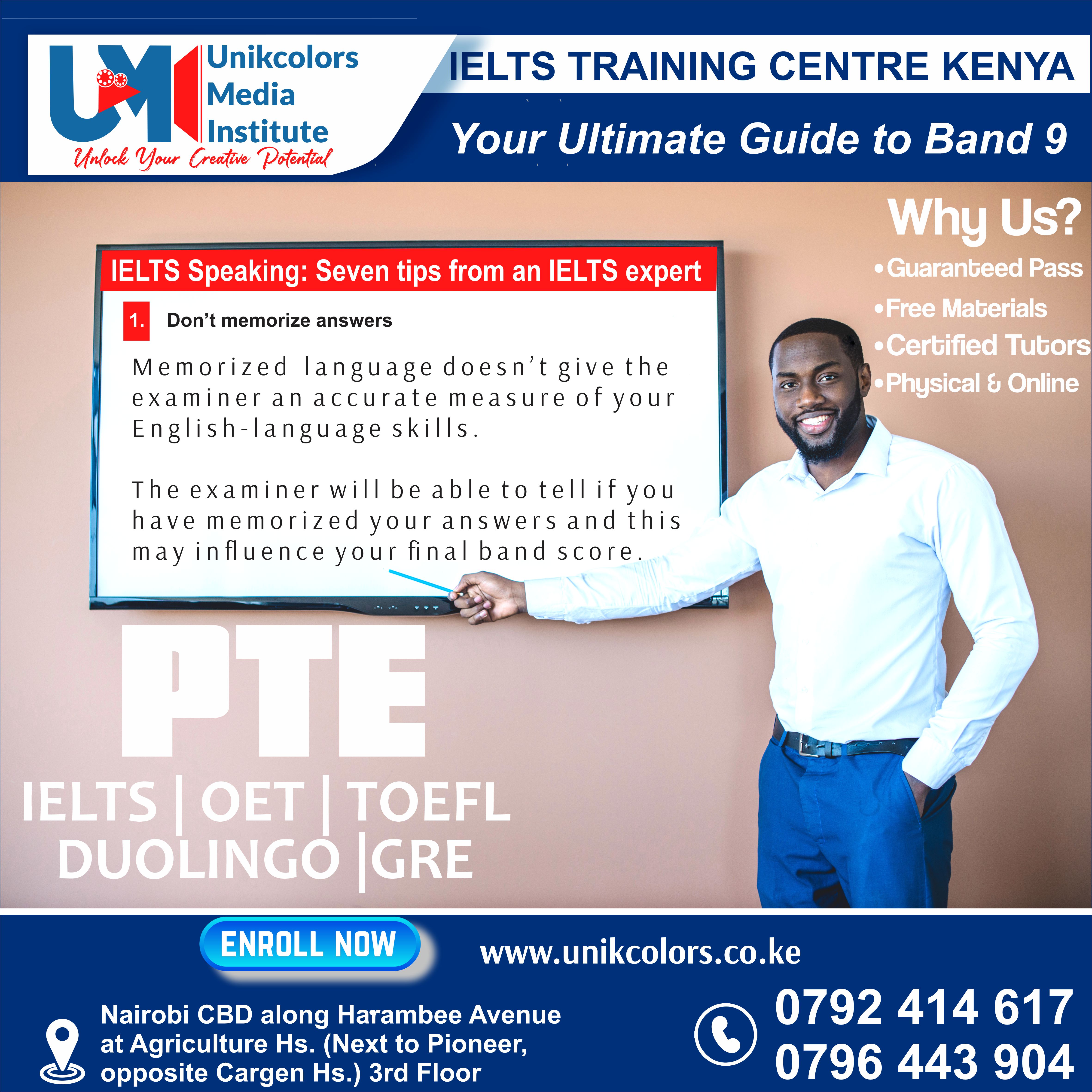 IELTS TRAINING CENTRE KENYA - IELTS PREPARATION | OET | TOEFL | PTE | GRE | DUOLINGO